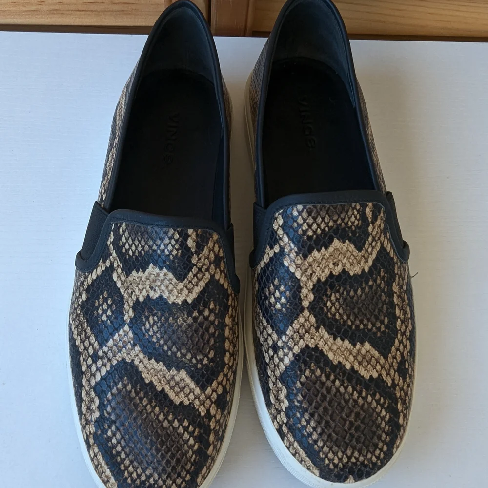 Vince Brown Snakeskin Loafers - Picture 2 of 9